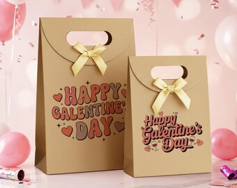 Personalized Galentines Day Gift Bag with Bow, Girls Club Bag, Girls Night Party Bag, Valentine's Day Gift Bag, Custom Valentine Party Favor