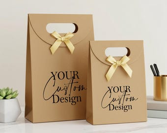Bolsas de regalo de papel kraft personalizadas, bolsas de regalo de boda con lazo, bolsas de bienvenida de boda, bolsas de obsequios, regalos de agradecimiento, bolsas para baby shower