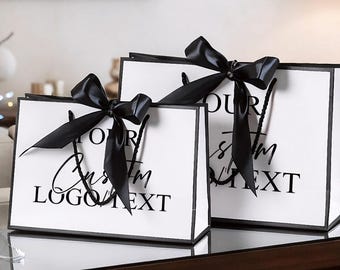 Custom Logo/Text Gift Bags/Personalized Name Gift Bags with Ribbon Bows/Shopping Bags/Birthday Gift Bags/Wedding Favor Bags/Bridesmaid Gifts