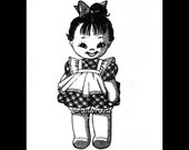 PDF Digital Delivery Girl SOCK DOLL Fabric Material Sewing Pattern Laura Wheeler 708 Cute Cuddly Toy Vintage Mail Order Reproduction Copy
