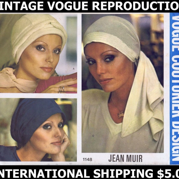 VOGUE # 1148 Scarf Hats Caps Headcover Pattern Chemo Cancer Reproduction 1 Size