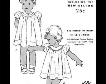 Butterick 6010 Frock Dress w/ Bloomers Panties Sewing Pattern Girls Toddler *REPRODUCTION* Size ~1~ 1930's Fashion