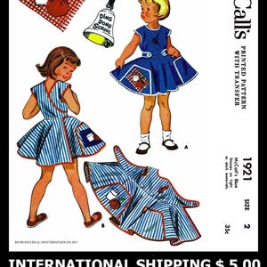 McCall's 1921 WRAP APRON Dress Fabric Sewing Pattern Ding Dong School 1950's Kids Child Girls Self Help Teaching ~~Reproduction~~ Size 2