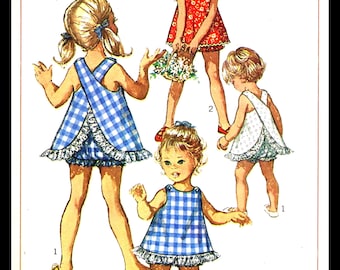 SIMPLICITY #8165 Sewing Pattern PLAYSUIT Ruffled Romper Topper Panty Child Girls Sunsuit Play Suit *REPRODUCTION* Copy ~6Month~1~2~3~4~5~6~