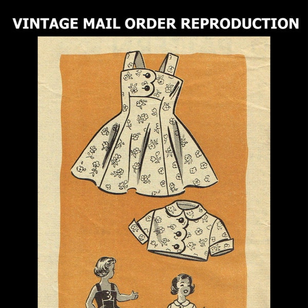 Sundress Dress Frock Bolero Jacket Sewing Pattern 1940's Kids Child Girls Toddler *REPRODUCTION / Copy* American Weekley M.O. # 9037 Size 4