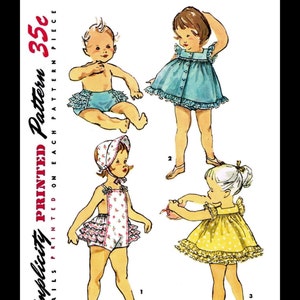 SIMPLICITY #1635 PLAYSUIT Ruffled Romper Bonnet Sewing Pattern Kids Child Girls Beach Sunsuit Play Suit *REPRODUCTION* Size -1- or -3-