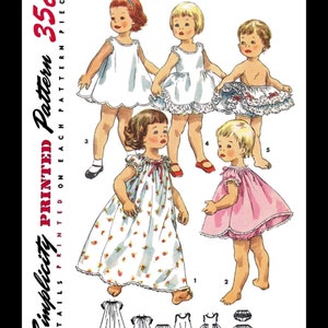 Toddlers LINGERIE Wardrobe Nightgown Petticoat Panties Slip Sewing Pattern SIMPLICITY # 1563 Child Girls *REPRODUCTION* Pic Size 6Mth-1-2-3-