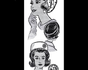 Mail Order # 9288 Hat TURBAN /& Pill Box Sewing Pattern Chemo Alopecia 23/" 1950/'s