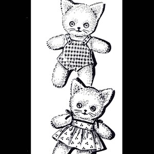 CAT Kitty Kitten TWINS Mail Order mo Design 2045 Terry Cloth Fabric Sewing Pattern Stuffed Animal Toy Vintage 1940's Reproduction / Copy 11"