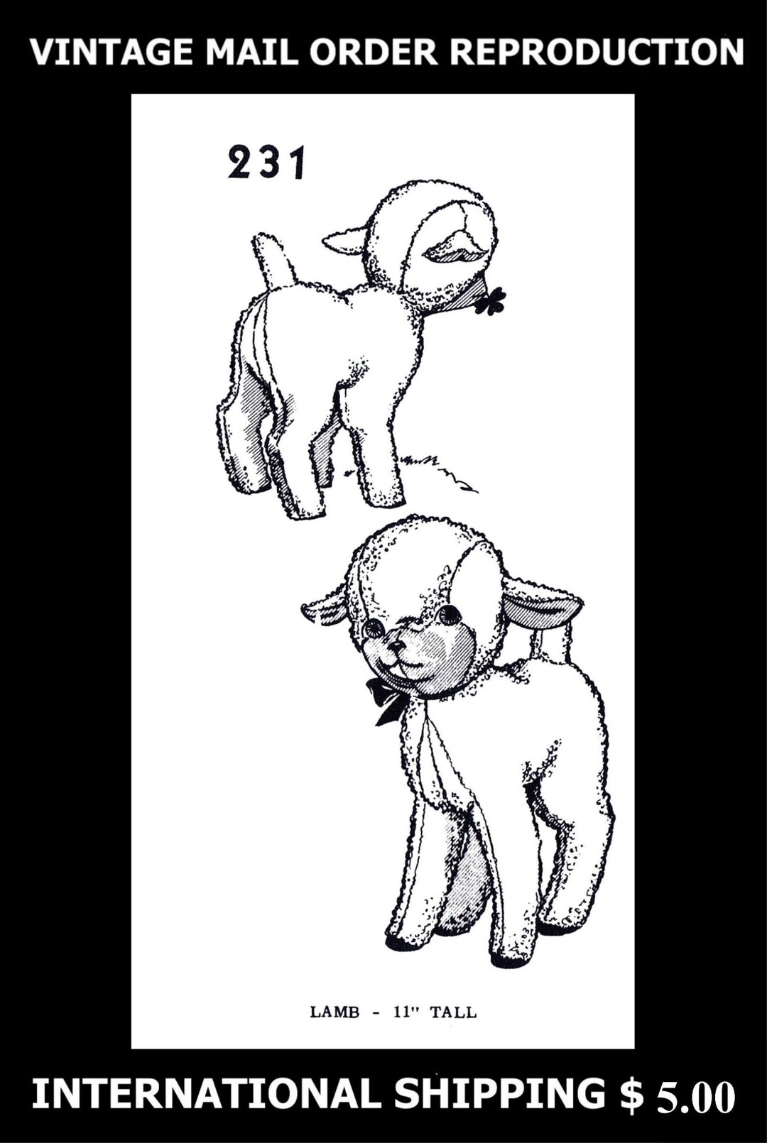 Sweet LAMB Stuffed Animal Fabric Sewing Pattern Mail Order Design 231