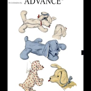 Advance # 6588 Cute Cuddly SLEEPING PUPPY Dog Perro Cane Toy Vint 40s Stuffed Animal or Pajama Bag Fabric Sewing Pattern Reproduction / Copy