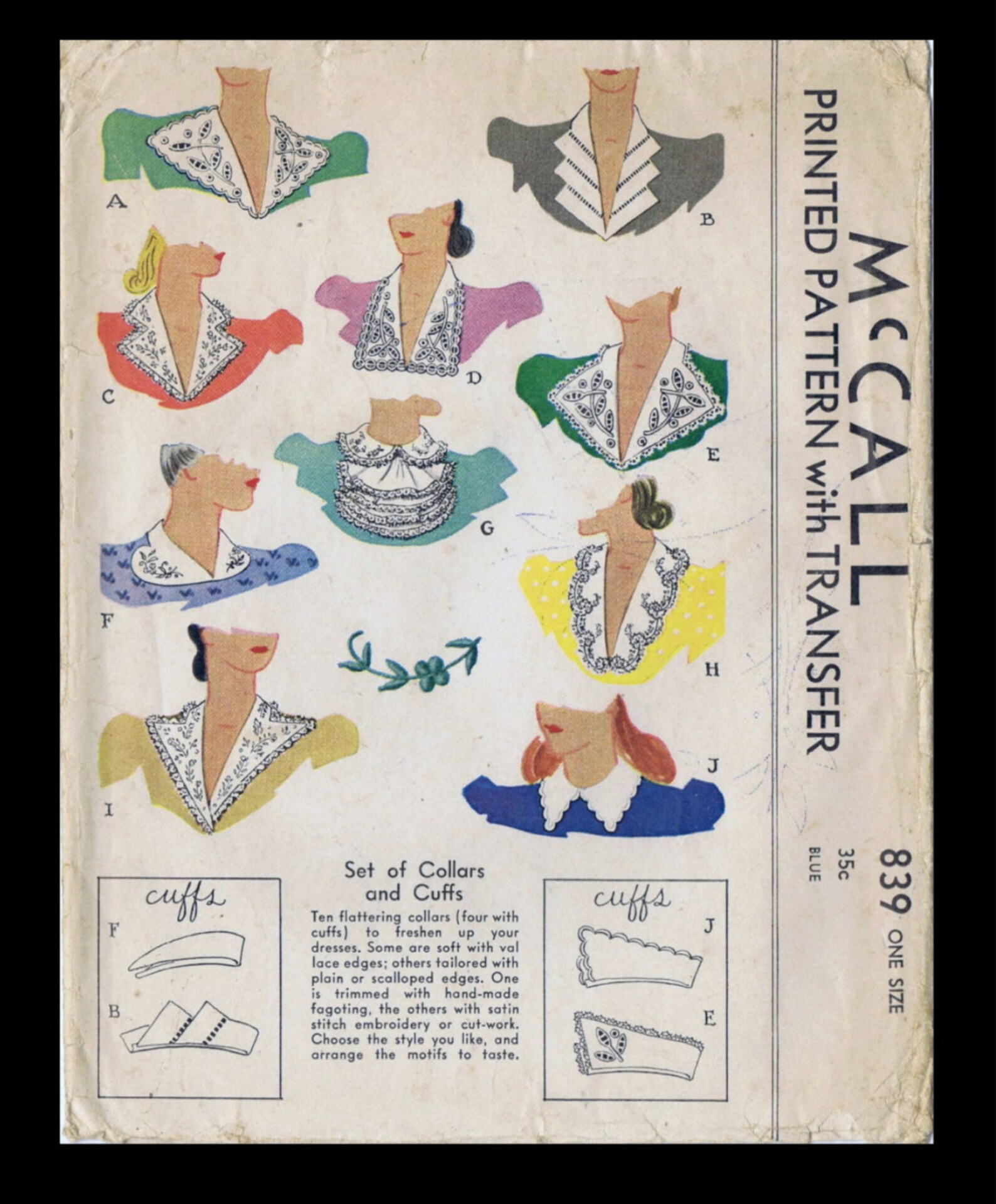 10 Collar Jabot and Cuffs Fabric Sewing Patterns Vintage Etsy
