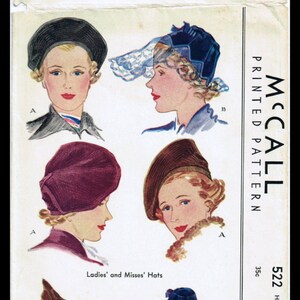 McCALL 522 Stunning HOT Millinery Vintage 1930s Rare Hats Fabric Material Sewing Sew Pattern Chemo Cancer Reproduction / Copy 23 image 3