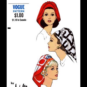 7648 Vintage VOGUE Designer ADOLFO Scarf HAT Fabric Material Sewing Pattern 1960s Millinery * Reproduction * Chemo Cancer Headcover Alopecia