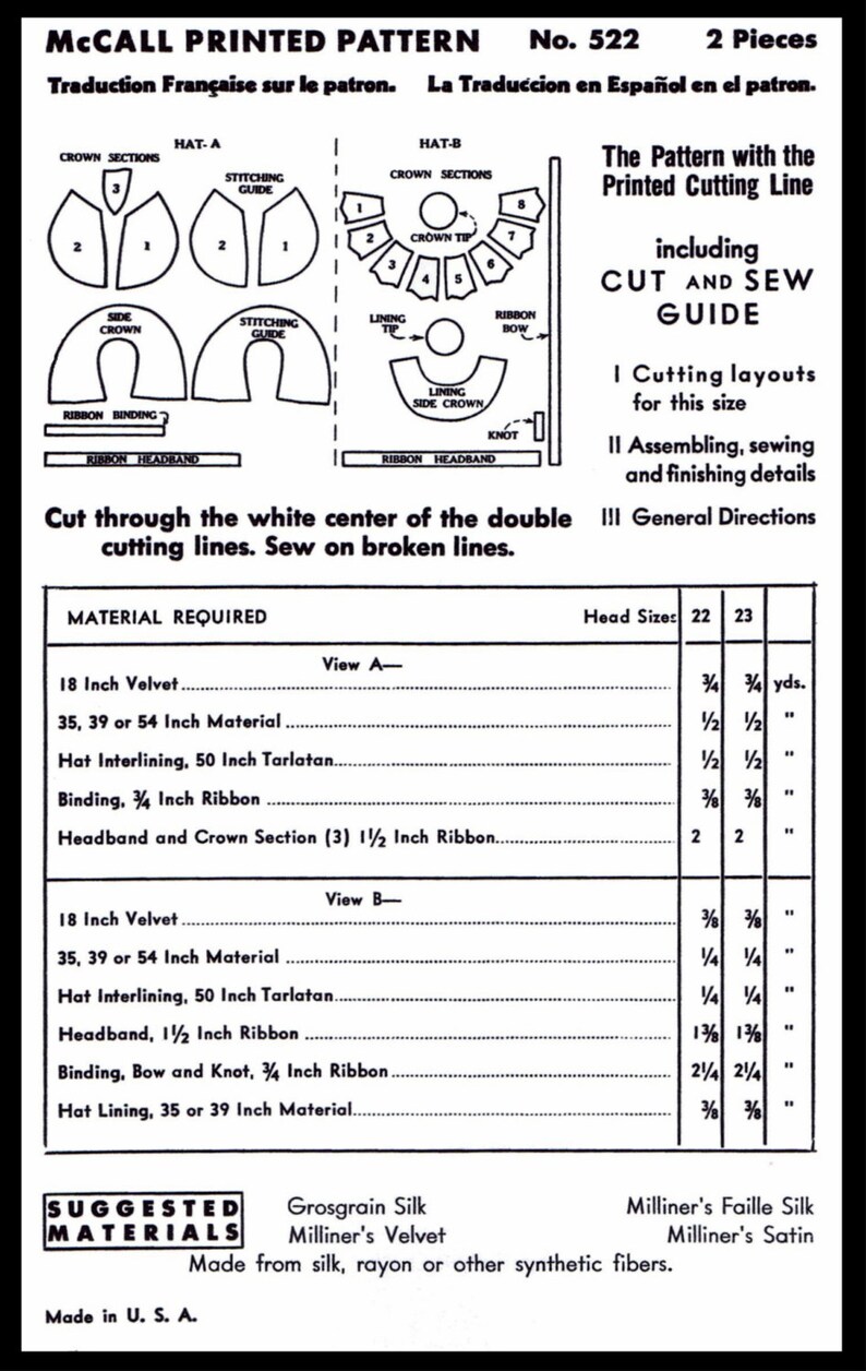 McCALL 522 Stunning HOT Millinery Vintage 1930s Rare Hats Fabric Material Sewing Sew Pattern Chemo Cancer Reproduction / Copy 23 image 2