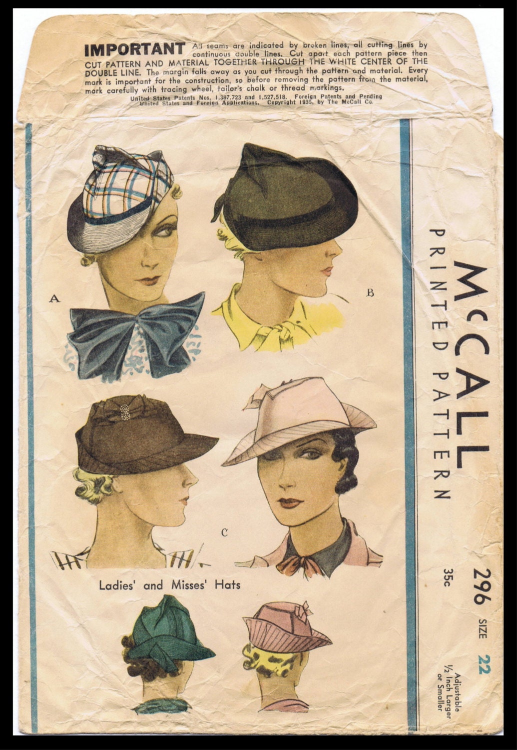 Pattern Mccall 296 Stunning Sexy HOT Millinery Vintage | Etsy