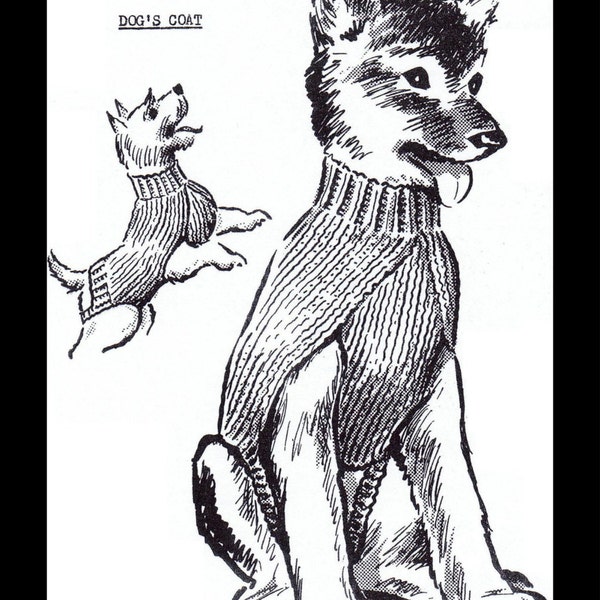 PDF Digital delivery****Animal Puppy Dog Dogs Pet Perro Knitting Knit TURTLENECK Sweater Coat Pattern Design #5138 Knitted Reproduction Copy