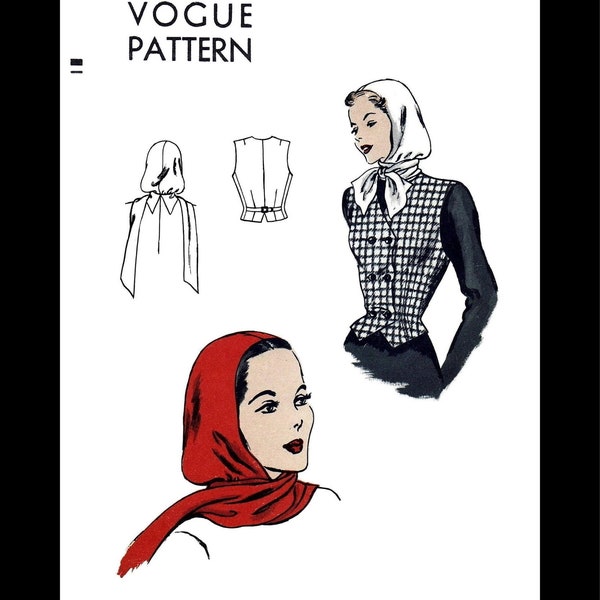 VOGUE 5874 Pattern Double Breasted VEST Waistcoat & HOOD Ladies Women's Reproduction Size 12 .. 30 Bust