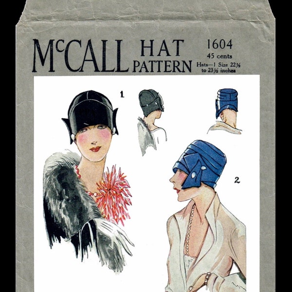 McCALL 1604 Stunning HOT Millinery Vintage 20's FLAPPER Fascinators Hats Fabric Material Sew Pattern Chemo Cancer Reproduction / Copy 22-23