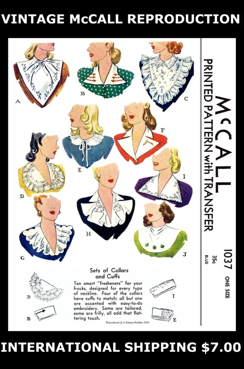 10 Collar Jabot and Cuffs Fabric Sewing Patterns Vintage Etsy