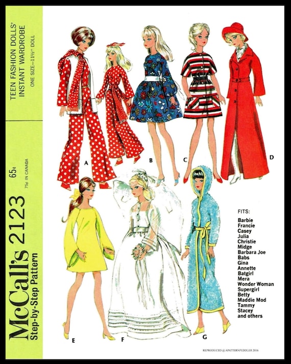 Annette Andy Midge Christie Stacy Vtg 60s Doll Clothes Pattern ~ Barbie /& Ken