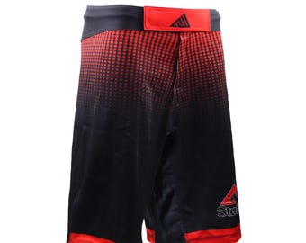 Men's MMA Fight Shorts: StellMan BJJ Training, Flexible Black/Red Gradient