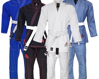 Kimono de jiu-jitsu brésilien StellMan prérétréci avec ceinture blanche offerte | Uniforme d'entraînement BJJ | Gi d'arts martiaux léger pour homme et femme