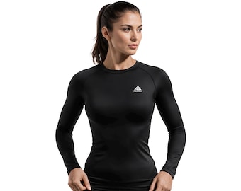 Womens Black Compression Shirt: StellMan Vortex, Long Sleeve Athletic Top