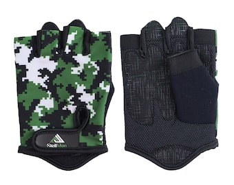 Camo Gym Gloves, Half Finger, Workout Training Gloves