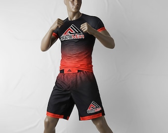 Men's Compression Rash Guard and Shorts Set | BJJ MMA Training Gear