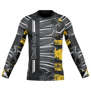 StellMan Men&#39;s BJJ MMA Rash Guard Long Sleeve Compression Shirt Gym Base Layer Training Top for Jiu Jitsu Grappling Gym or Surfing