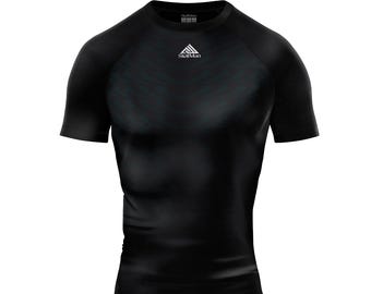Men's Black Vortex Compression Shirt, Short Sleeve Athletic Tee