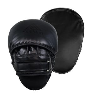 StellMan All Black Boxing Focus Mitts for MMA Kickboxing Training Pads Curved Punching Targets for Coaches and Fighters Standard Size