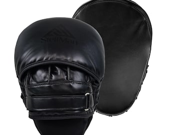 All Black Boxing Focus Mitts: Curved MMA Training Pads