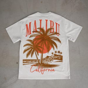 Malibu T-Shirt, California Beach Shirt, Aesthetic Graphic Tee, Unisex Summer Shirt, Retro Surf Tee, Beach Vibes Shirt, Black White Tee