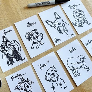 AANGEPASTE HUISDIEREN DOODLES - Mini portrettekening, handgetekend, hondenkunst, kattenkunst, cadeau voor dierenliefhebber, huisdiergedenkteken, verjaardagscadeau huisdier