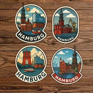 10 Hamburg-stickers - 4 ontwerpen / Duitsland