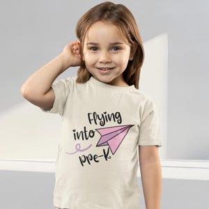 Flying Into PreK Shirt, Back to School Toddler Tee, Paper Airplane Kids Tshirt,  First Day Of School Outfit, Cute Preschool Girls Gift