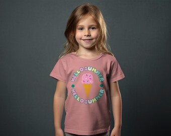 Hello Summer Kids Shirt, Cute Summer Shirt, Summer Camp Tshirt, Ice Cream Top, Summer Holiday Clothes, Beach Tee