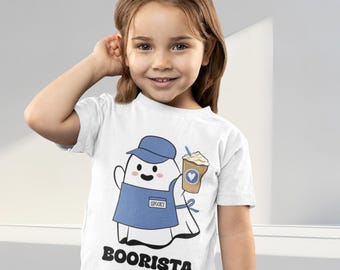 Funny Ghost Barista Shirt- Cute Halloween Coffee Lover Tee, Spooky Season T-Shirt, Boorista Ghost Tee, Fall Gift for Her or Friends