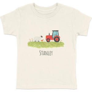 Chemise personnalisée pour tout-petit tracteur, t-shirt pour enfant avec nom personnalisé, t-shirt garçon bohème mignon, grenouillère pour bébé, chemise à manches longues animal de la ferme, cadeau d&#39;anniversaire pour fils