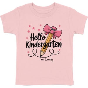 Hello Kindergarten, Custom Kindergarten Shirt, Back To School Shirt, First Day Of School, Personalized Kindergarten Shirt, Pencil Bow Tee