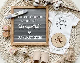 Boho Baby Pregnancy Announcement with Test, Editable Unexpected Pregnancy Reveal, Best Things Unexpected Baby Reveal, Pregnancy Template