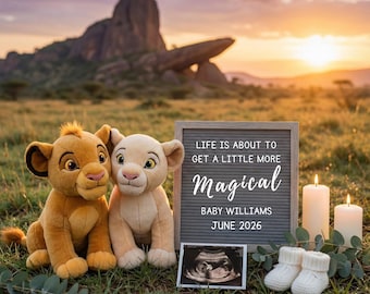 Simba & Nala Announcement 2026,Announcement Template,Baby Reveal,Pregnancy Reveal due,Baby 2026 Pregnancy Announcement, Baby Announcement