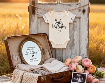 Baby Girl Rustic Western Pregnancy Announcement: Cowboy Saddle Up Theme (Digital Template, Editable in Canva)