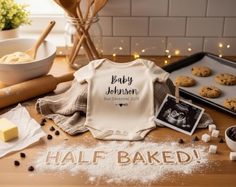 Pregnancy Announcement Digital, Half Baked Baby Announce, 20 Week Reveal, Personalized Baby Announce, Editable Template, Social Media Reveal