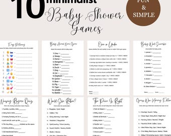 Baby Shower Games Bundle, Minimalist Gender Neutral Baby Sprinkle Activities, Printable Funny Simple Baby Shower Games, Fun Activity,