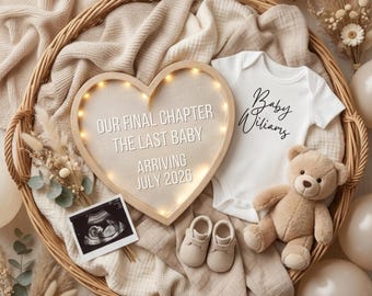 Last Baby Announcement Digital: Teddy Bear, Editable Template, June 2026, July 2026, Agust 2026