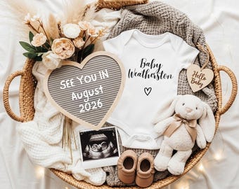 Pregnancy Announcement August 2026, August Baby Announcement Template, Baby Reveal, Pregnancy Reveal due August, Baby 2026