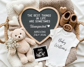 Unexpected Pregnancy Announcement Digital, Editable Baby Reveal Template, Surprise Gender Neutral Baby Announcement for Social Media 2026